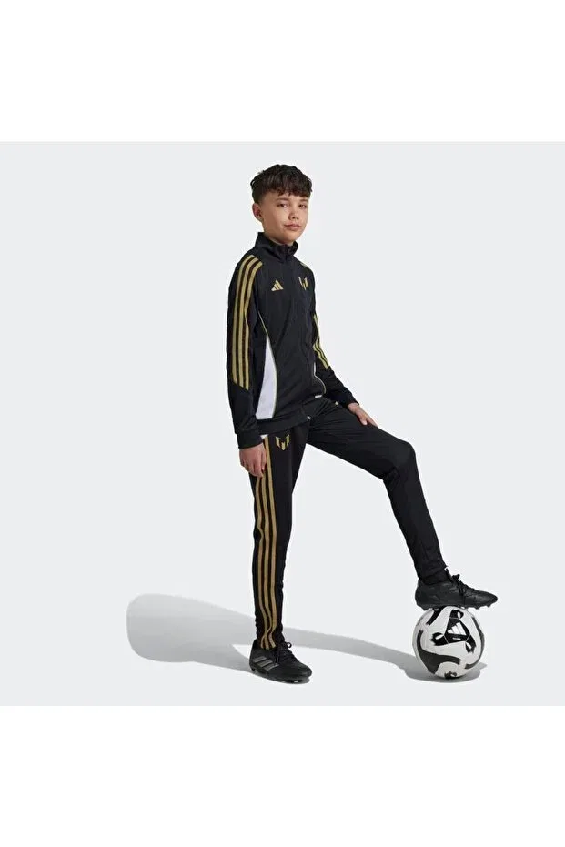 Детские спортивные штаны для девочек с зауженным кроем Messi kids training sweatpants Adidas, Black — фото 3