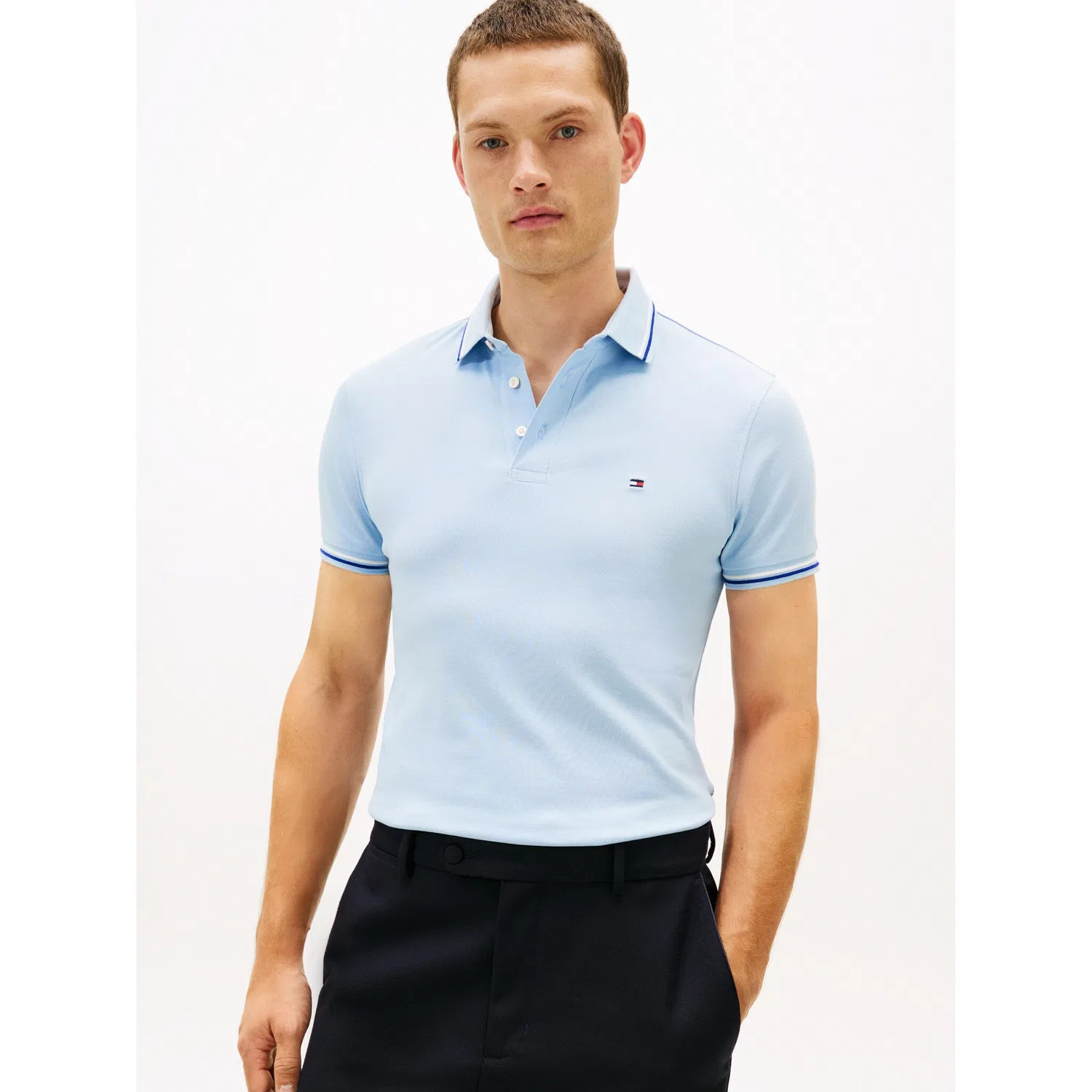 Мужское короткое поло Slim Fit Tommy Hilfiger, Well Water