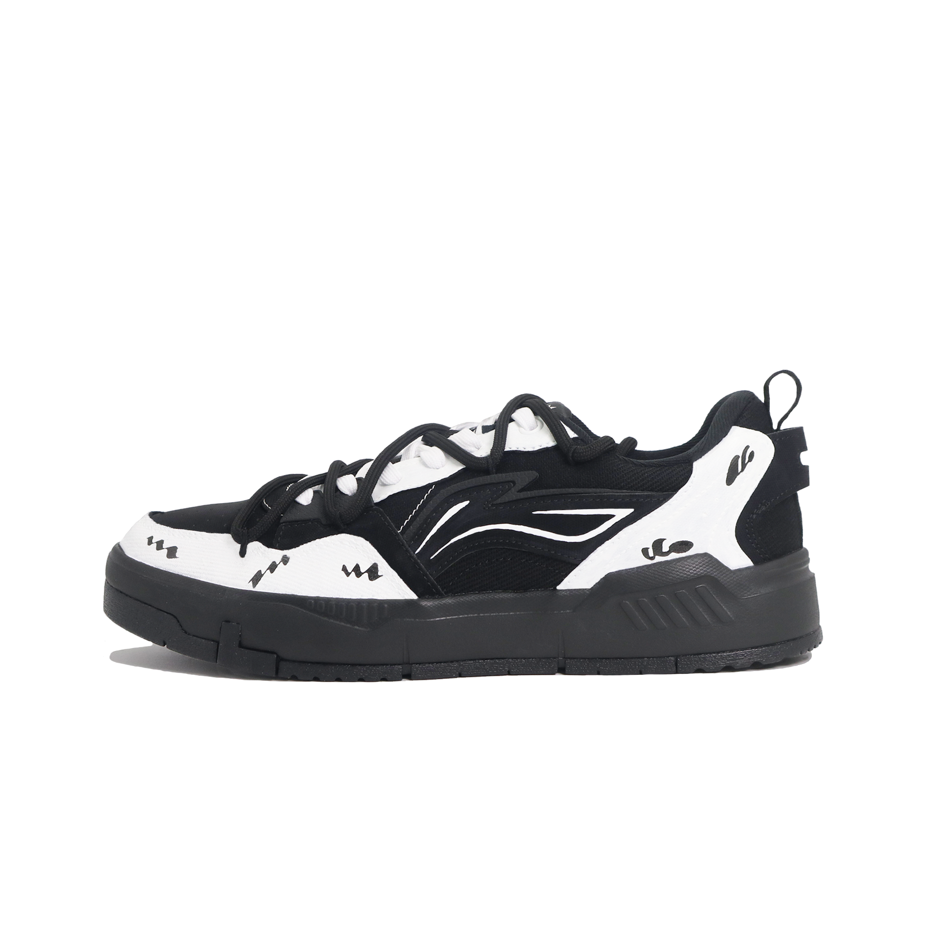 

LINING Мужские кроссовки для скейтбординга Yuan Chu с низким верхом, устойчивые к истиранию и дышащие, черно-белые