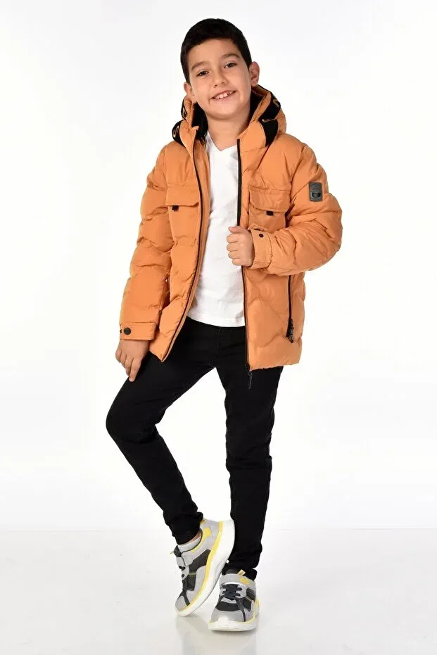 Детское пальто для мальчиков с капюшоном Benitto Kids, Yellow — фото 2