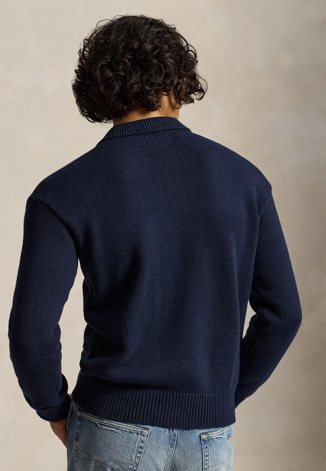 Вязаный хлопковый свитер с воротником-поло Polo Ralph Lauren, Hunter Navy — фото 3