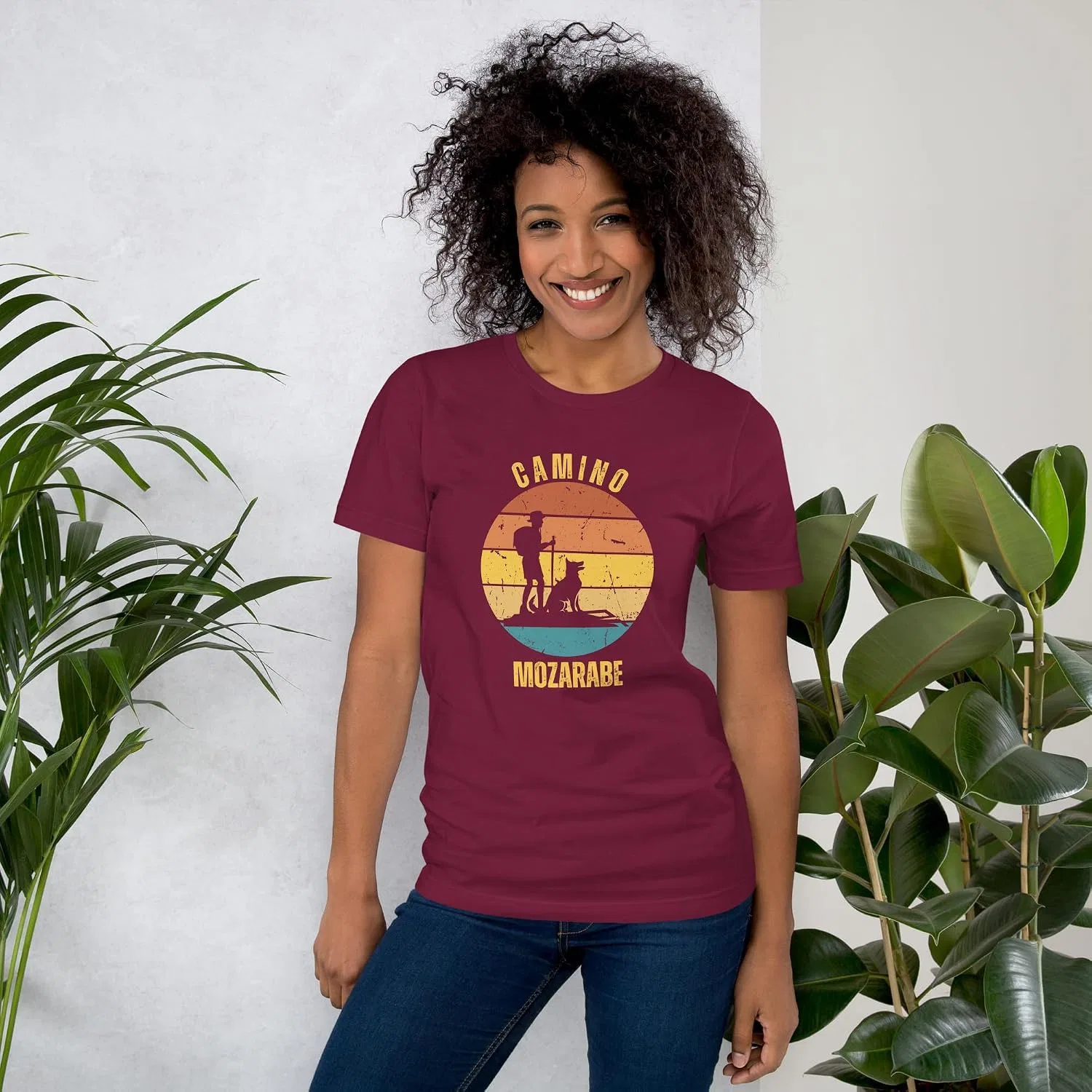 Футболка с принтом Camino Mozárabe 3001 Unisex, Maroon — фото 3
