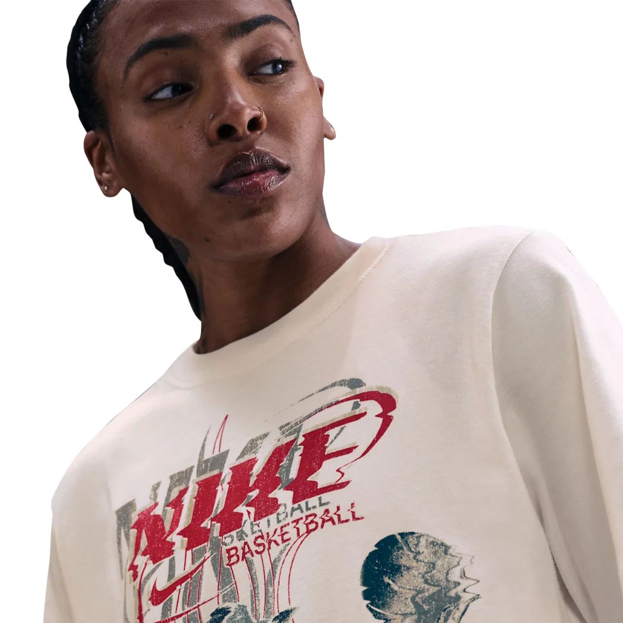 Футболка женская Essential Glitch Nike, цвет White/Red — фото 3