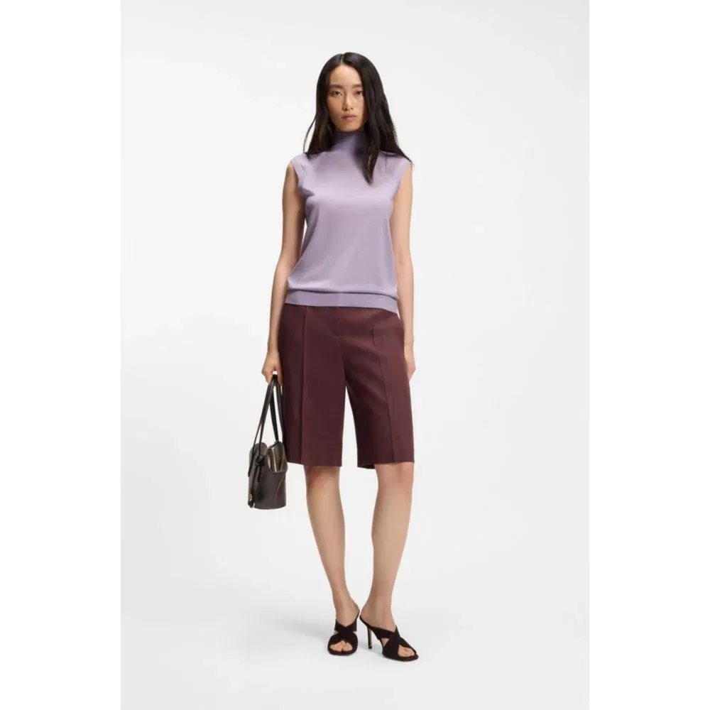 Женский топ без рукавов из шерсти мериноса BOSS, Light Purple — фото 2