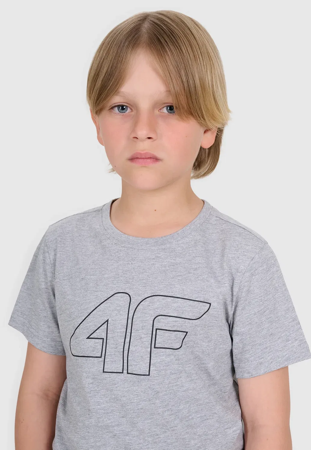 Футболка Regular z nadrukiem chłopięcy - biały 122 (6-7 лат) - футболка с принтом 4F, Grey Melange — фото 4