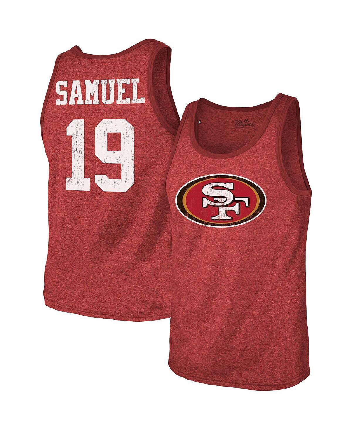 

Мужская майка deebo samuel scarlet san francisco 49ers с именем и номером игрока tri-blend Majestic