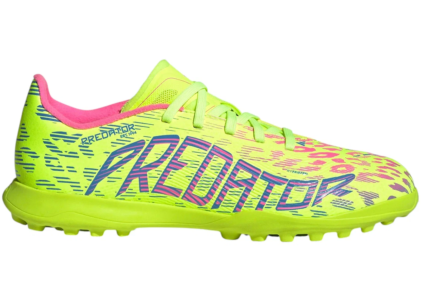 Детские бутсы для футбола на искусственном покрытии Adidas Predator League Turf, Lucid Lemon/Blue Fusion/Lucid Pink