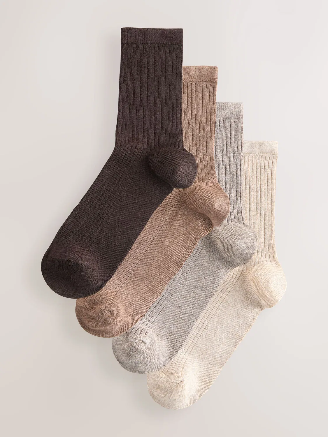 Носки Neutral Supersoft Ribbed 4 Pack Next, нейтральный