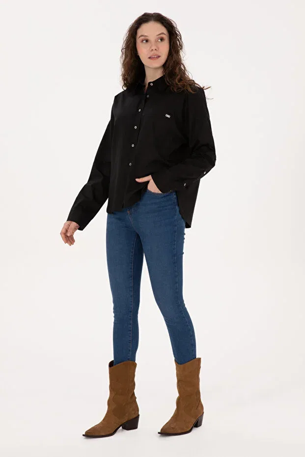 Женская рубашка с длинным рукавом U.S. Polo Assn., Black — фото 4