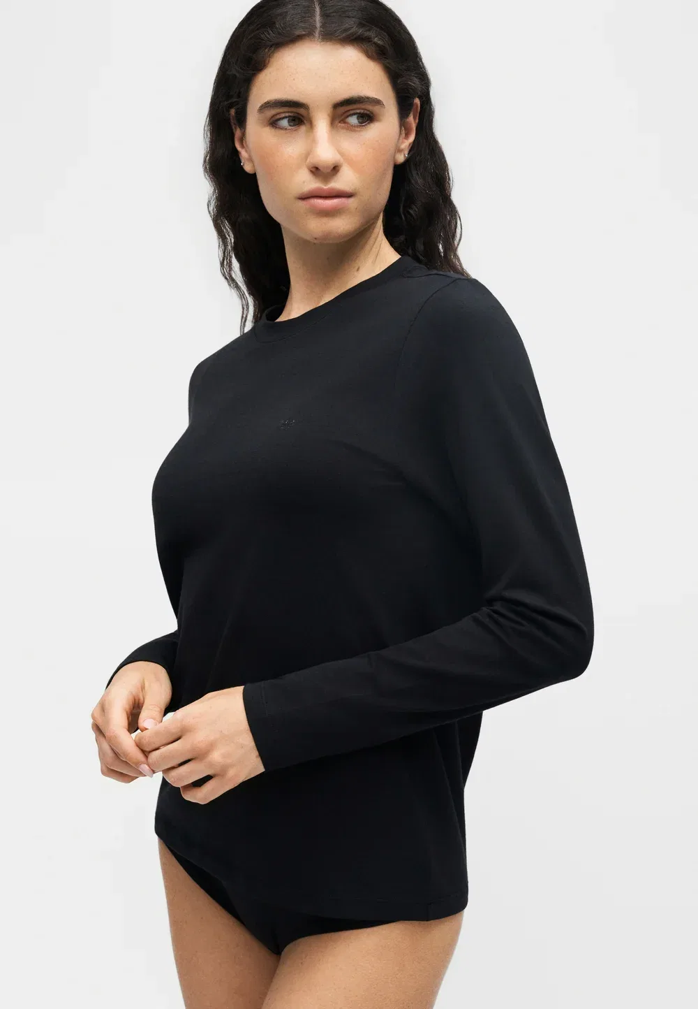 Пижамная кофта с круглым вырезом и длинным рукавом Emporio Armani, Black — фото 4