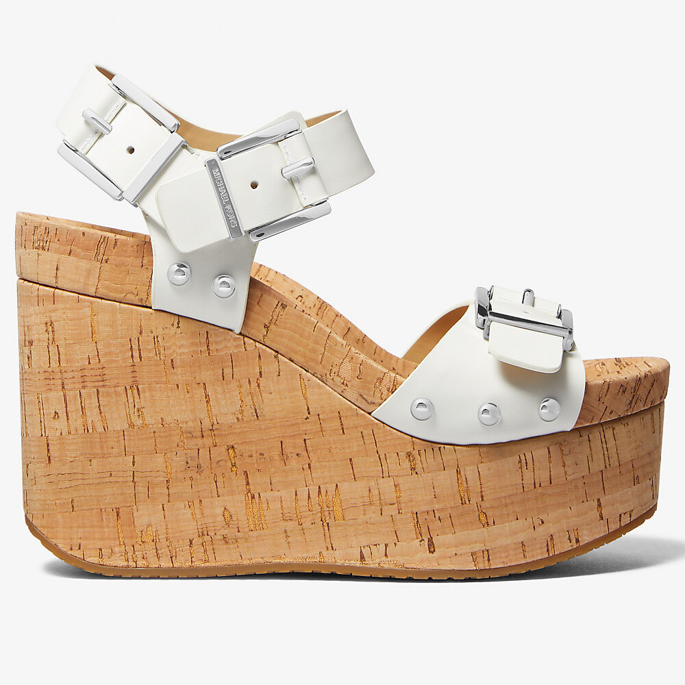 

Босоножки Michael Michael Kors Colby Leather Wedge, белый/коричневый
