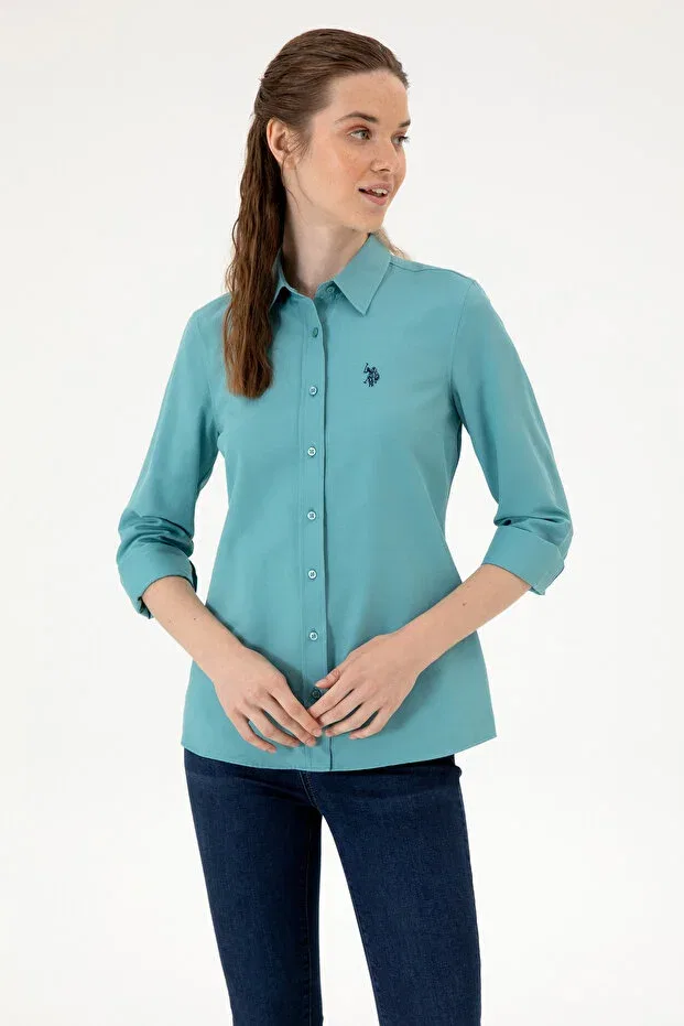 Женская рубашка с длинным рукавом U.S. Polo Assn., Dark Mint — фото 3