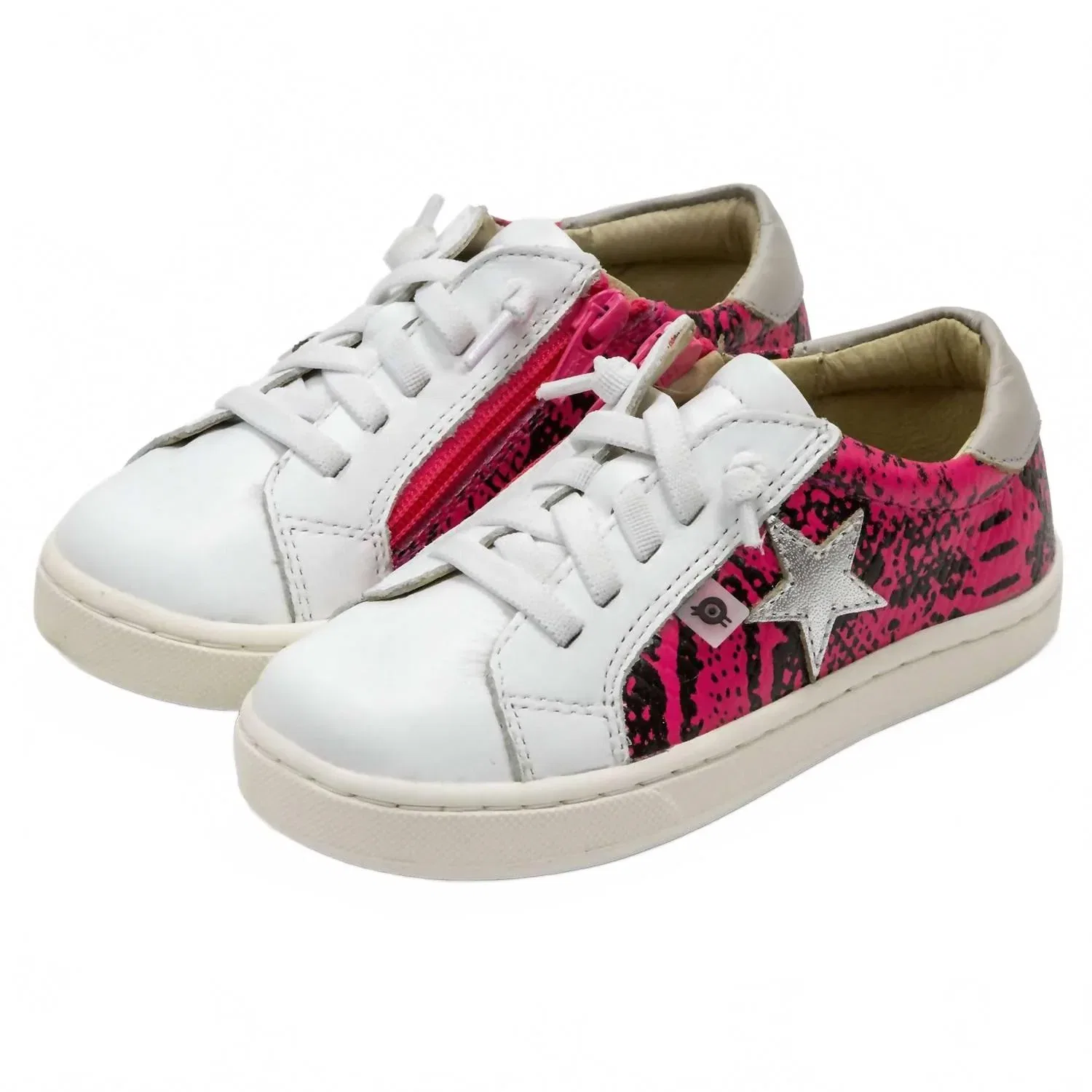 Детские кроссовки для девочек с принтом змеиной кожи Milky Way Old Soles, Neon Pink Snake — фото 2