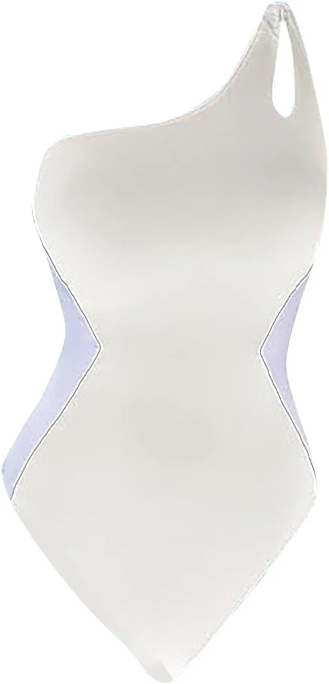 Женский цельнокроеный купальник с одним плечом, утягивающий, White