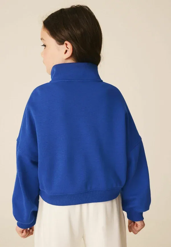 Свитшот с хлопком Regular fit Quarter Zip Sweatshirt Next Blue, синий — фото 2
