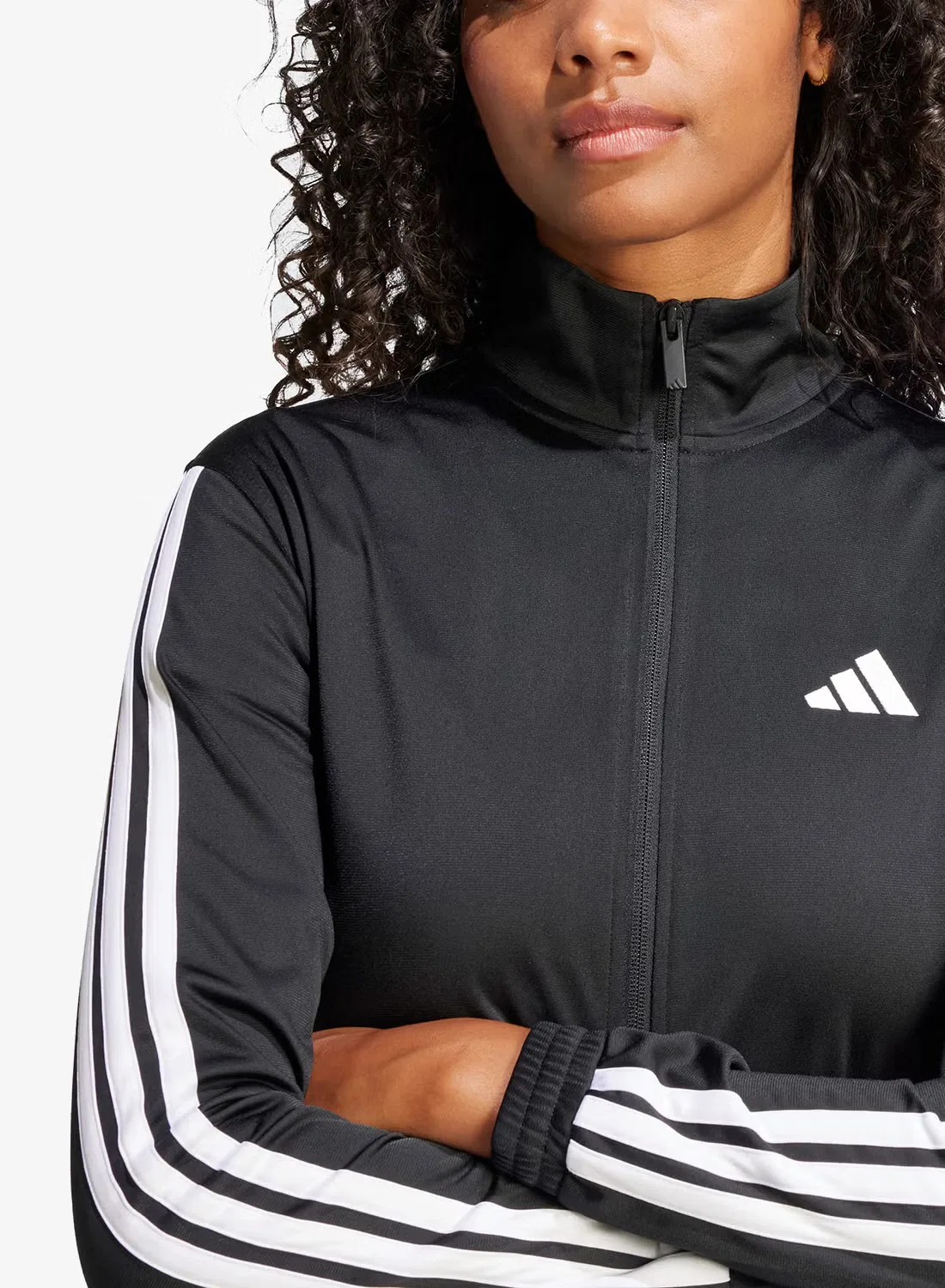 Куртка спортивная с длинным рукавом 3-Stripes essential Adidas, черный — фото 3