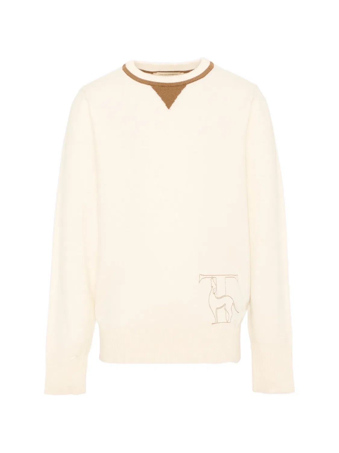 Свитер с контрастной отделкой и вышитым логотипом Trussardi Junior, нейтральные цвета