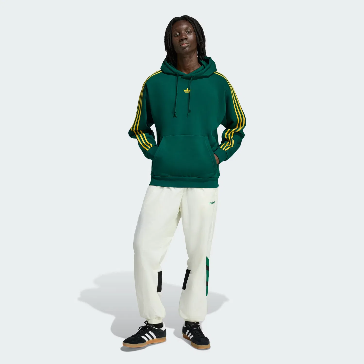 Мужское худи на флисе с капюшоном Tipped Stripes Adidas Originals, темно-зеленый — фото 3