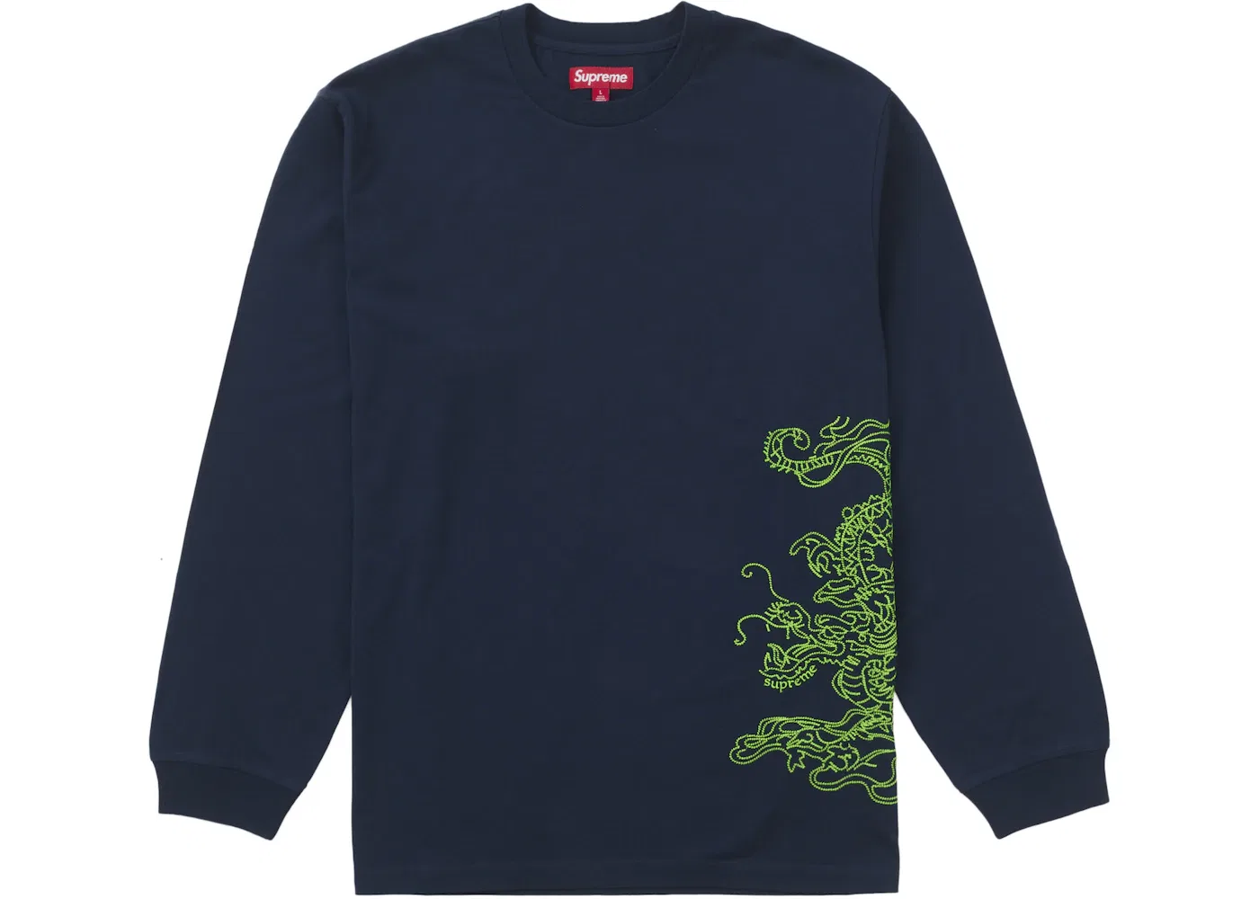 Мужская футболка с вышивкой Supreme Dragon Embroidered L/S Top Navy