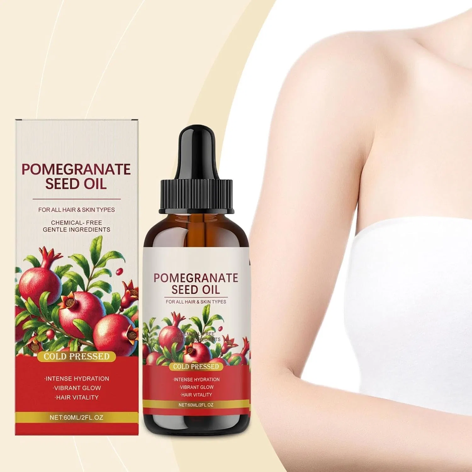 Масло для лица и волос Pomegranate Seed Oil, vokkrv, 3 шт, 60 мл — фото 2