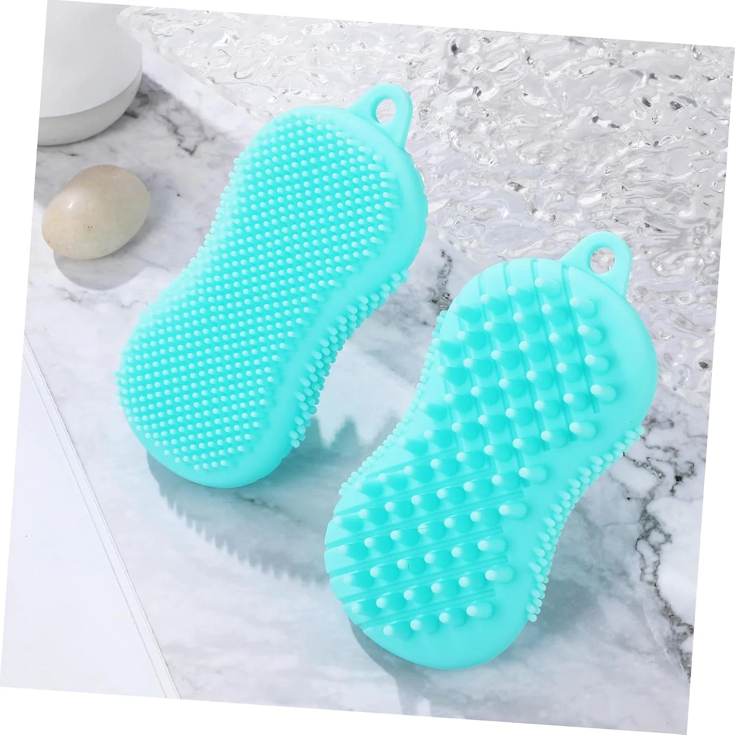 Силиконовая скраб-щетка для тела двухсторонняя, Gogogmee, 2 шт, 13x6.5x3.5 см — фото 2