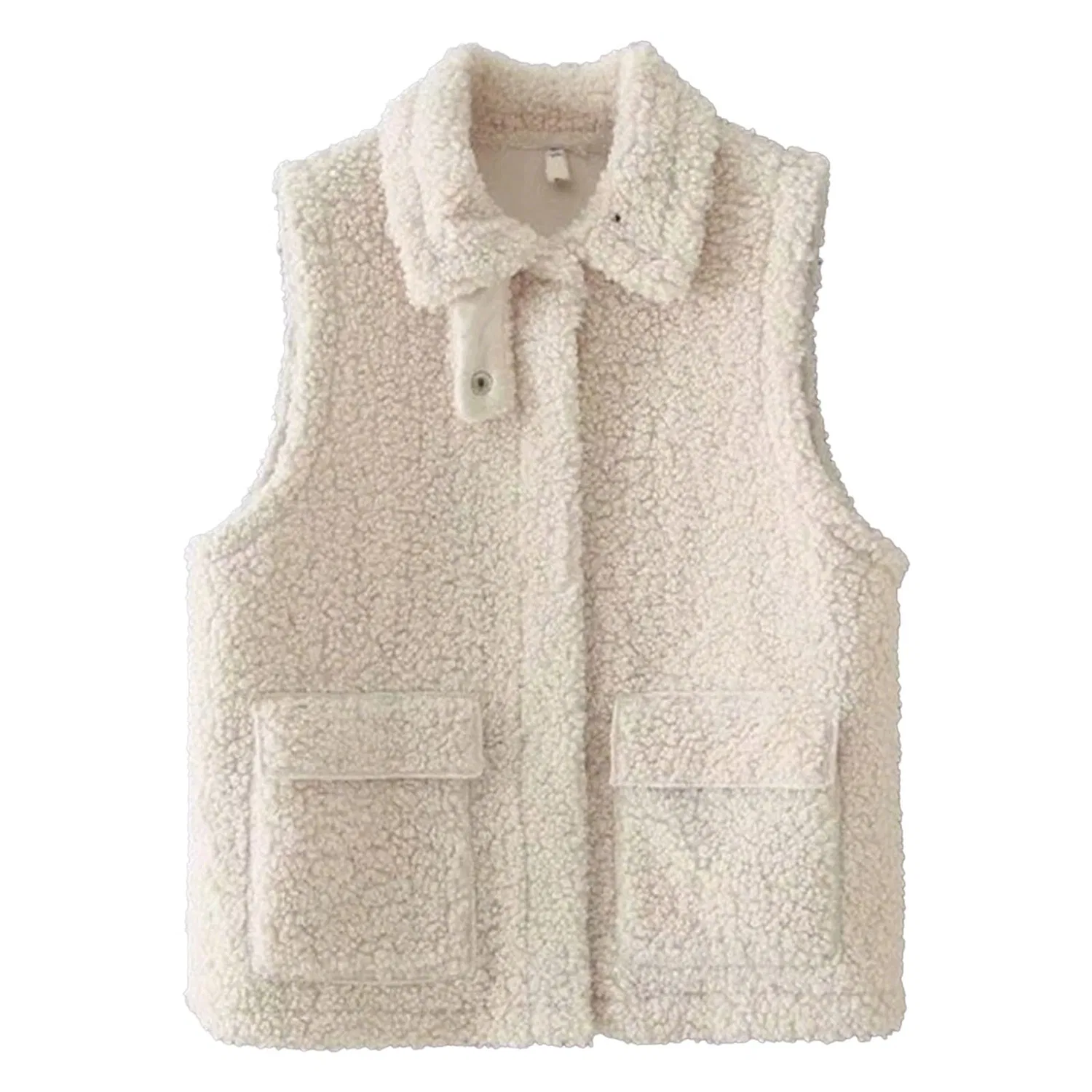 Женский безрукавный жилет из флиса с капюшоном, Beige