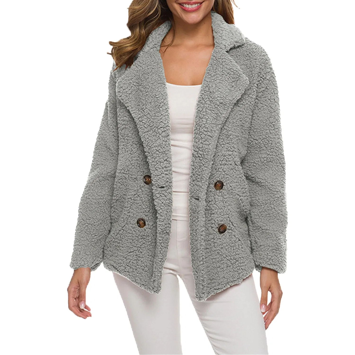 Женское зимнее пальто с меховым воротником, Bright Grey (Ral 7035)