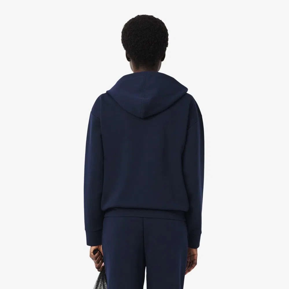 Толстовка Lacoste тренировочная на молнии, тёмно-синяя — фото 3