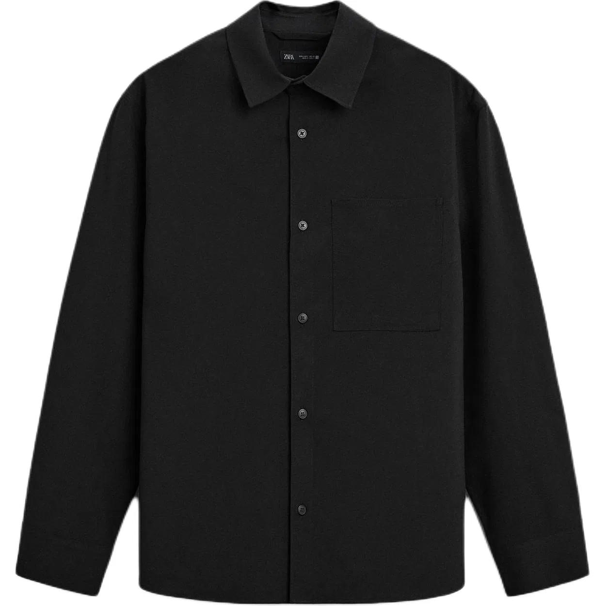 Мужская рубашка с отложным воротником ZARA, Black