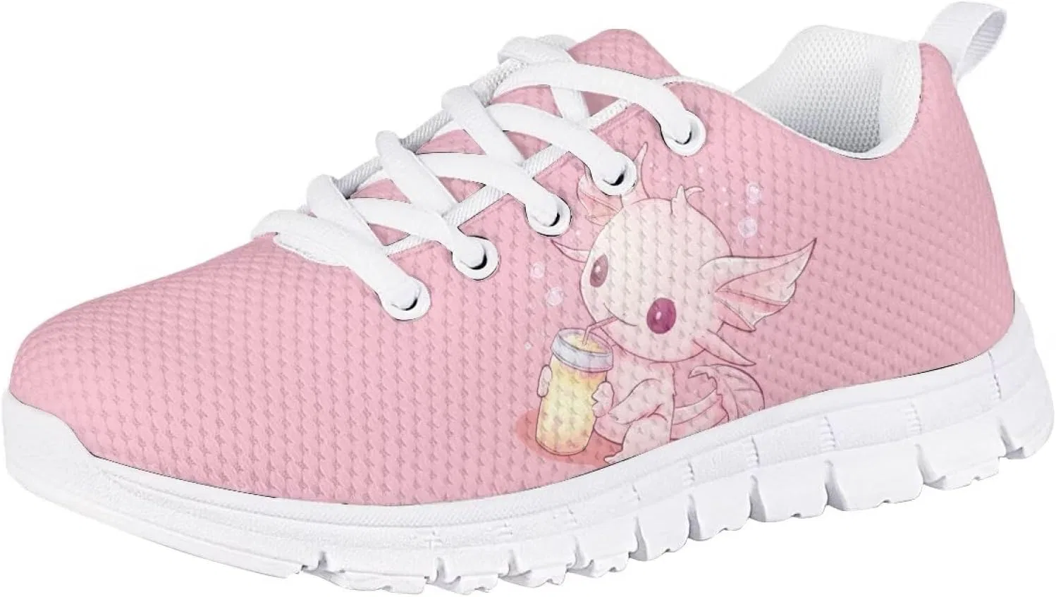 Детские кроссовки с белой подошвой Flashideas, Pink Axolotl