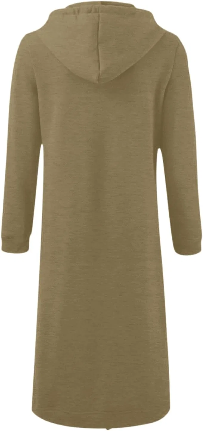 Женское удлинённое худи с молнией, модель Q2-army Green — фото 3