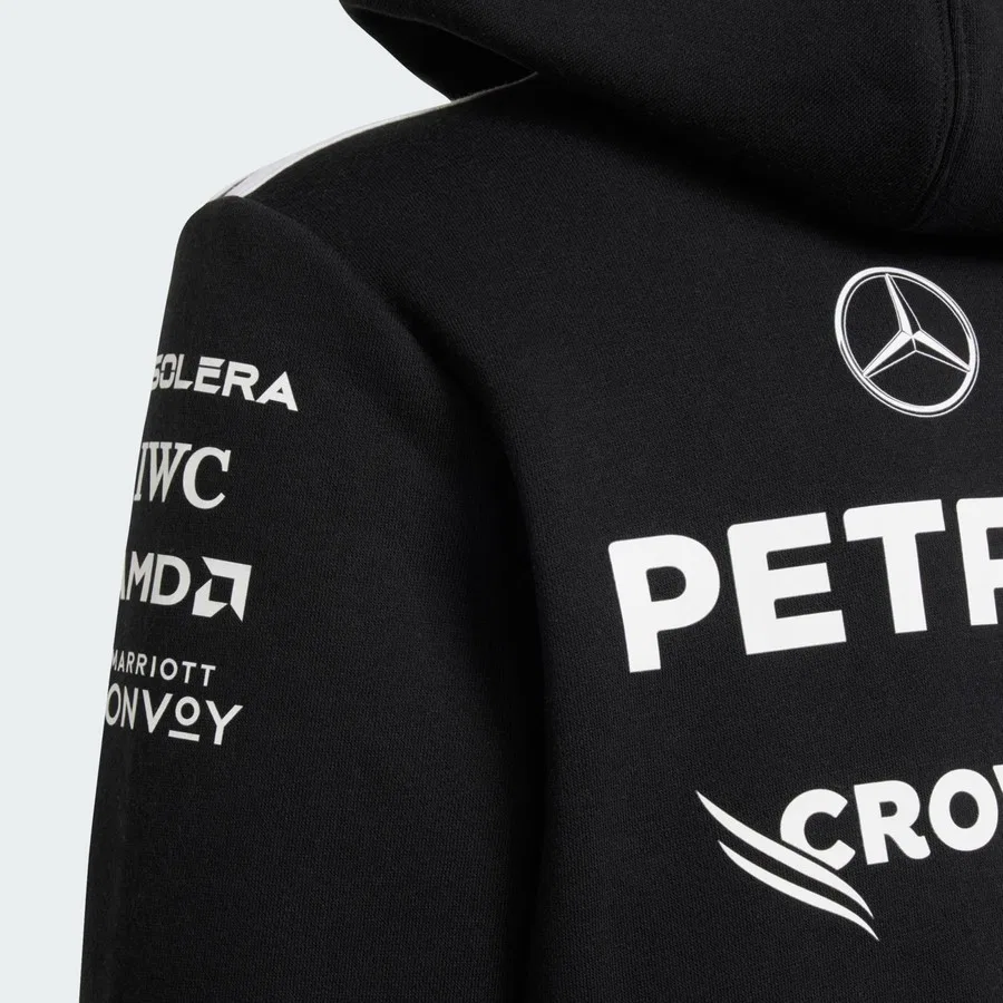 Детский худи с капюшоном Mercedes AMG Petronas Team adidas, Черный — фото 3