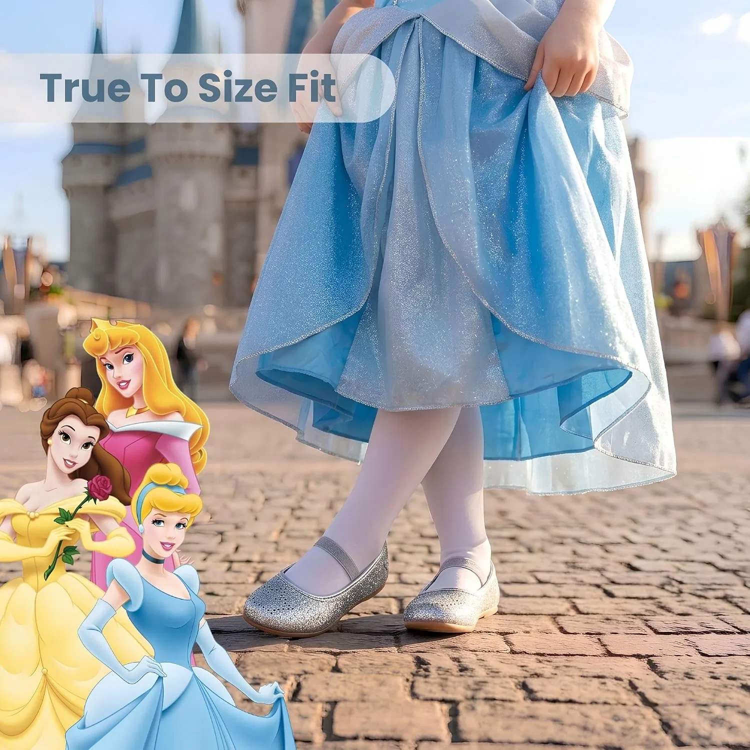 Детские туфли Мэри Джейн для девочек с принтом Disney, Silver Princess — фото 4