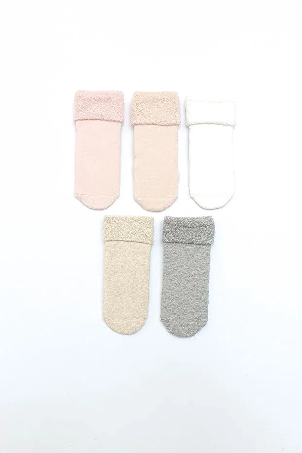 Детские носки с антискользящим покрытием 5 шт Organic Cotton Mem Socks, Cream-Pink-Blue