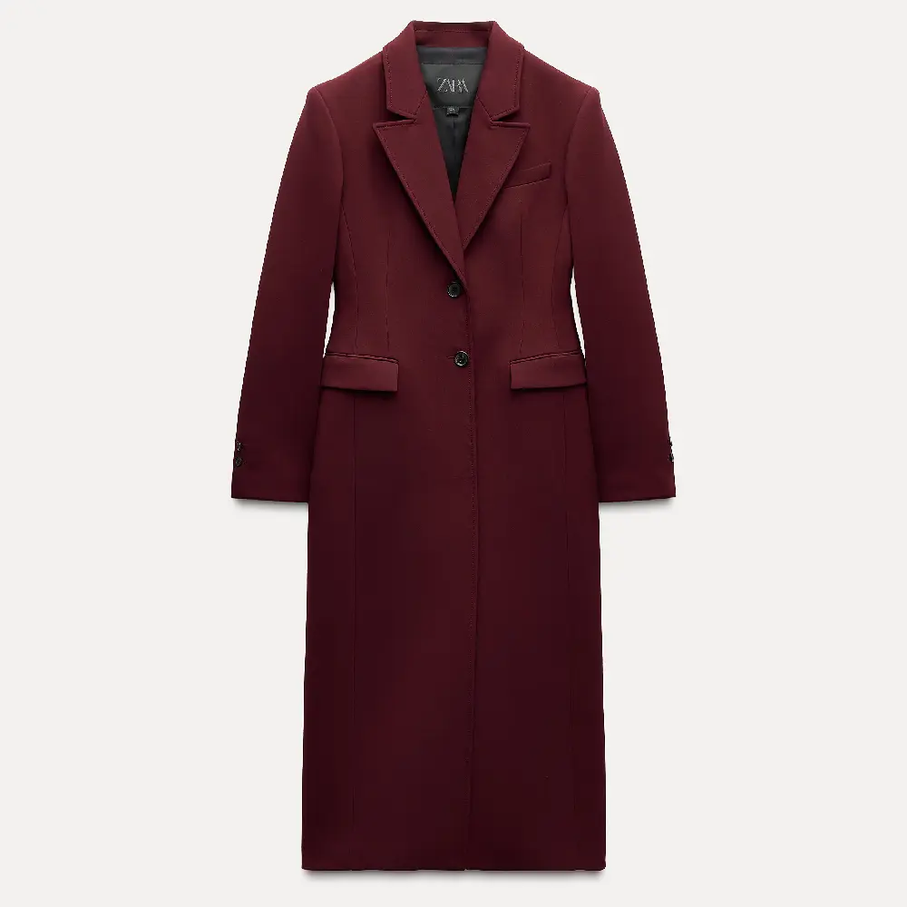 

Пальто Zara Tailored Wool Blend Zw Collection, бордовый