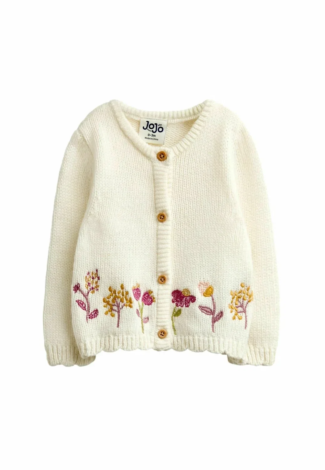 Вышитый вязаный кардиган - кардиган Jojo Maman Bébé, Cream Floral