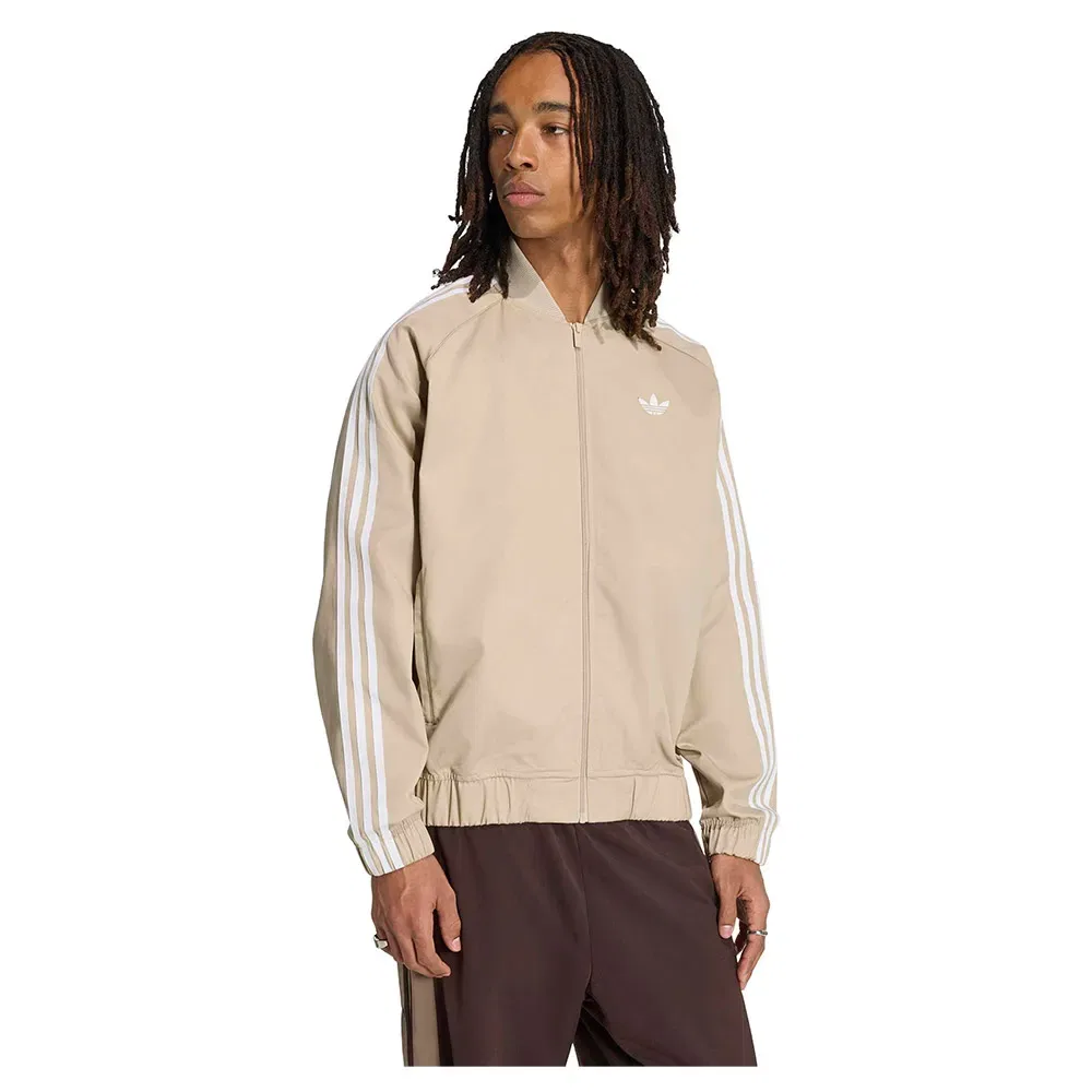 Худи на молнии Adicolor Classics Cotton Twill Track Adidas Originals, бежевый