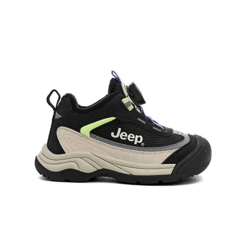 Детские кроссовки mid top для бега Jeep, Light Khaki/Obsidian Black[Thickened and Fleece-Lined-Warm Lock Temperature] — фото 4