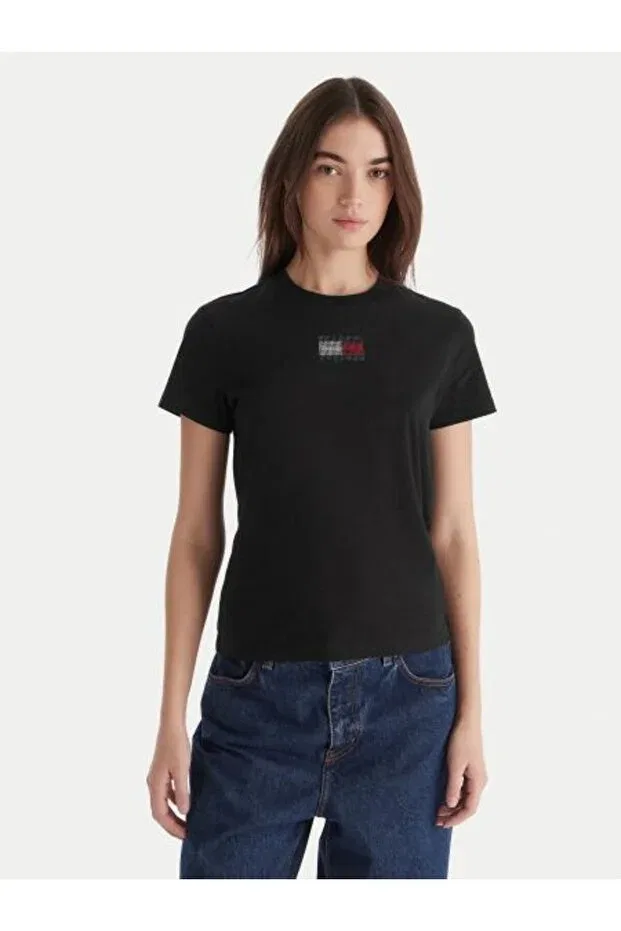 Женская футболка с принтом Tommy Hilfiger, Black