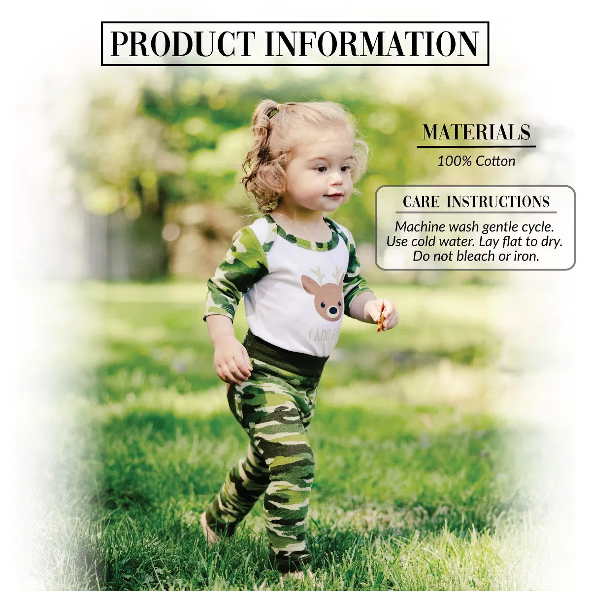 Боди-комбинезон с рукавом 3/4 Woodland Green Camo Deer Pavilion Gift Company — фото 2