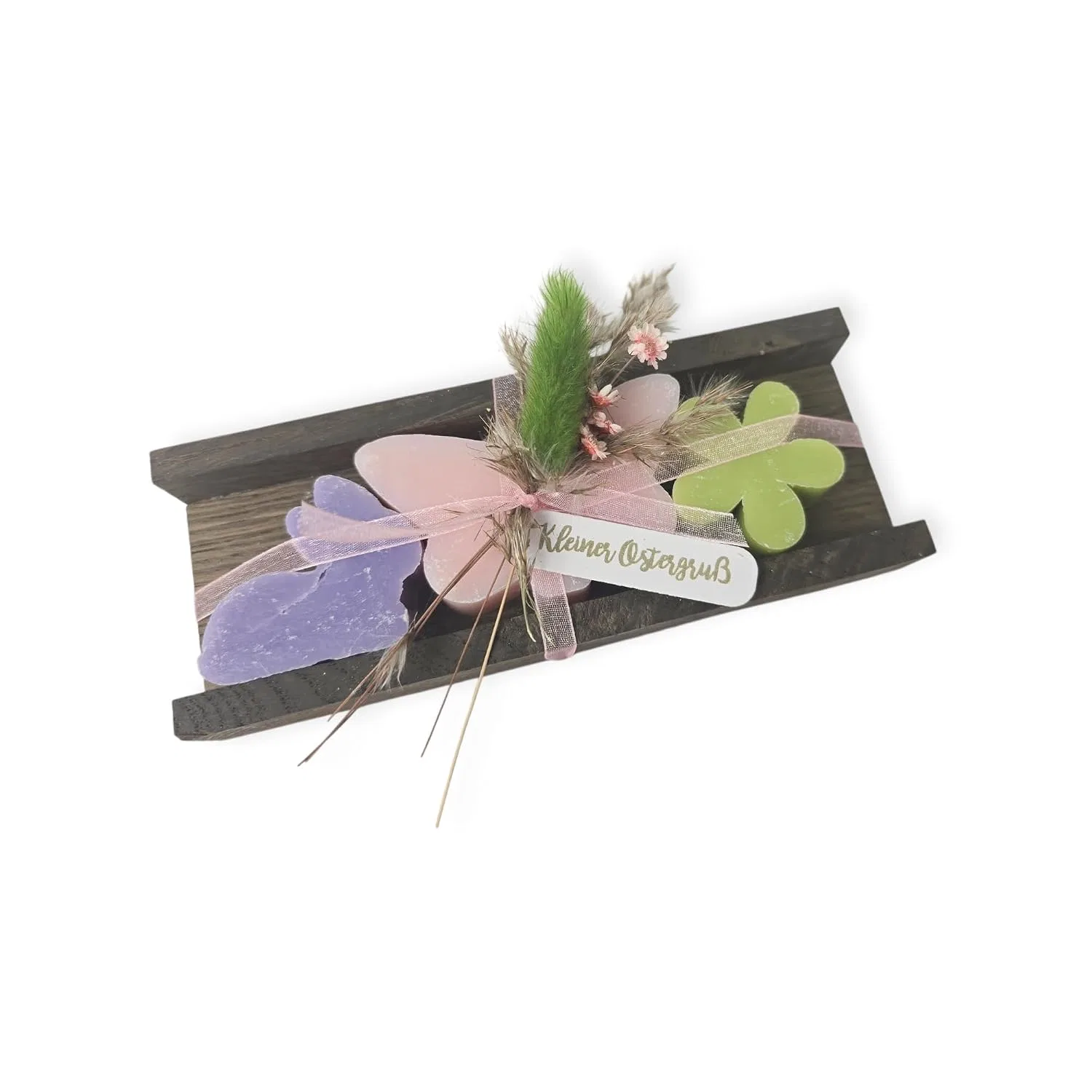 No brand Мыло овечье молоко, Пасхальный подарок в деревянной упаковке, Rabbit Butterfly, 74 г, White
