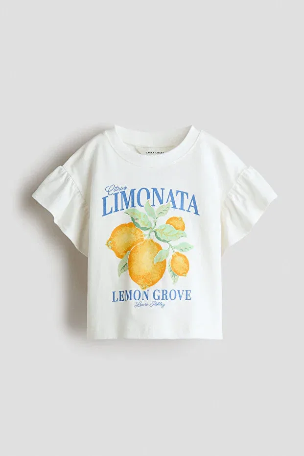 Детская футболка с принтом H&M, White/Lemons — фото 4