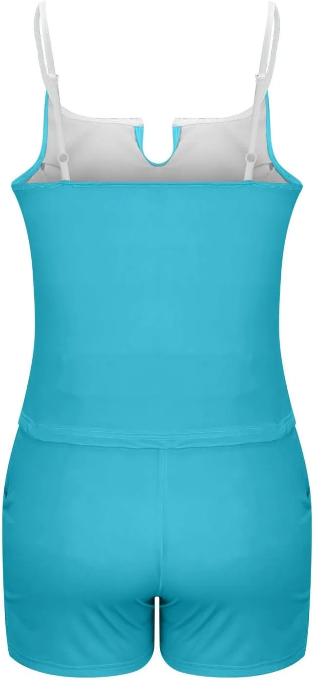 Женский танкини с вырезом каре и свободным топом, Sky Blue — фото 4