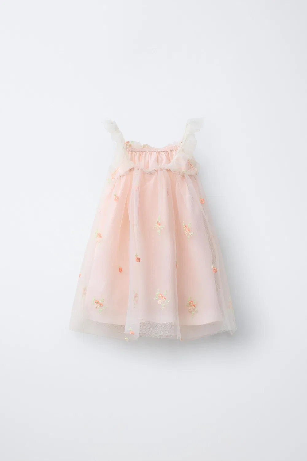 Платье из тюля с цветочным принтом ZARA, Pastel Pink — фото 2