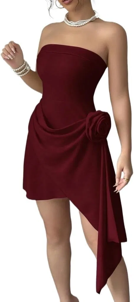 Женское повседневное платье с запахом Generic, Burgundy