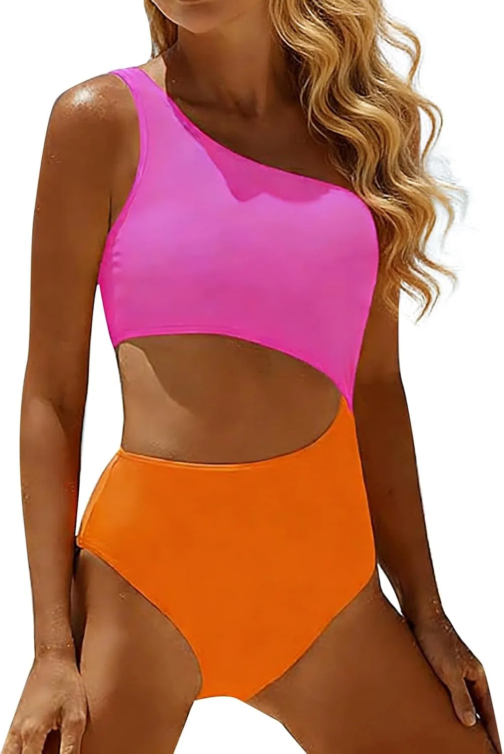 Женский цельный купальник на одну сторону Seamless Hot Pink