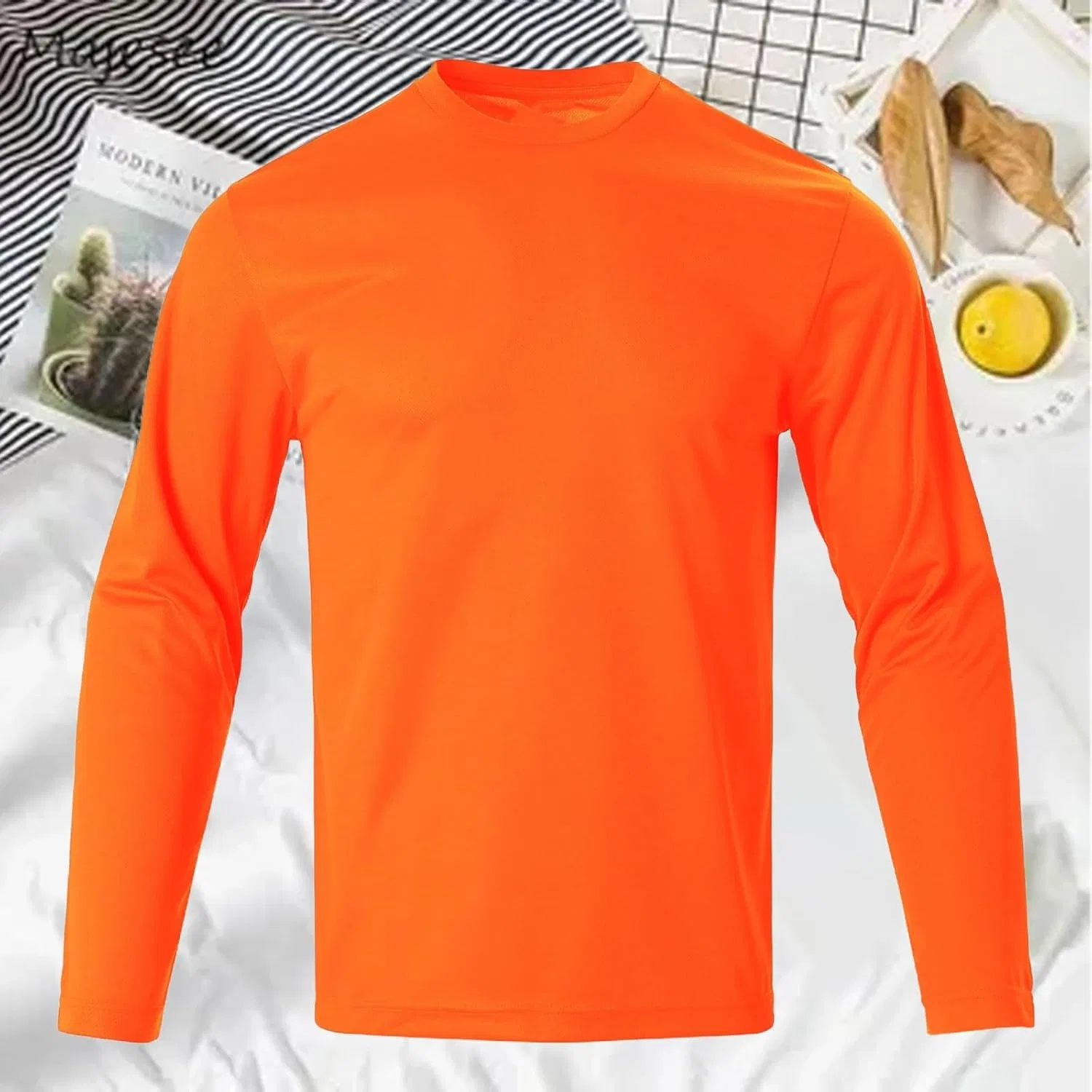 Мужская футболка с длинным рукавом crew neck для тренировок, Orange — фото 2