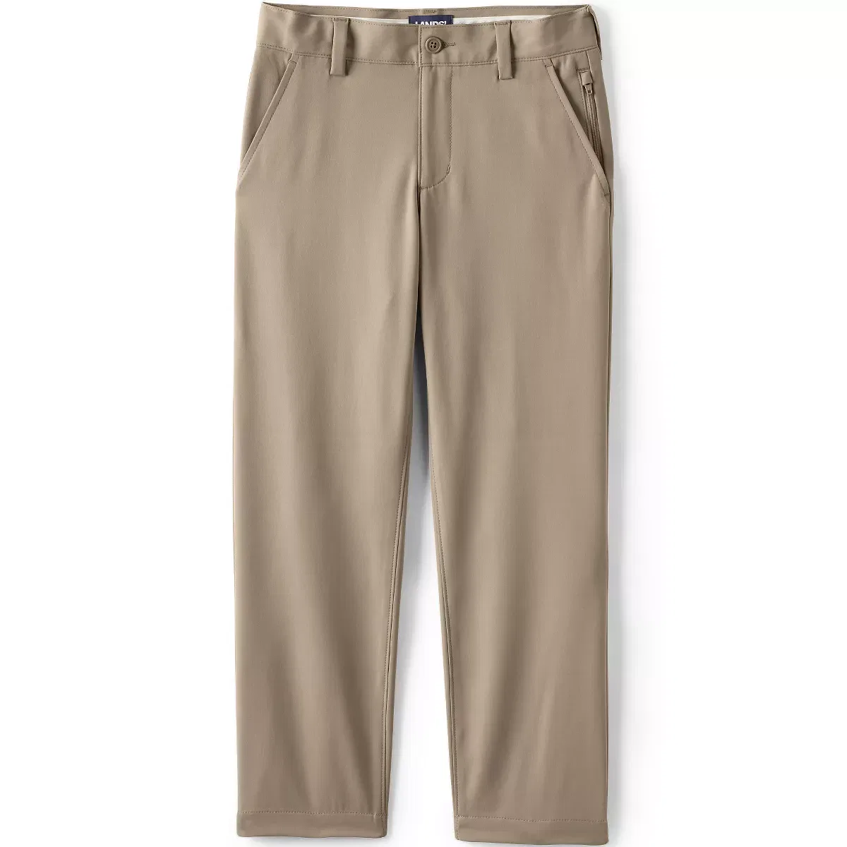 Детские брюки Active Chino с влагоотводящей отделкой Lands' End, Khaki — фото 3