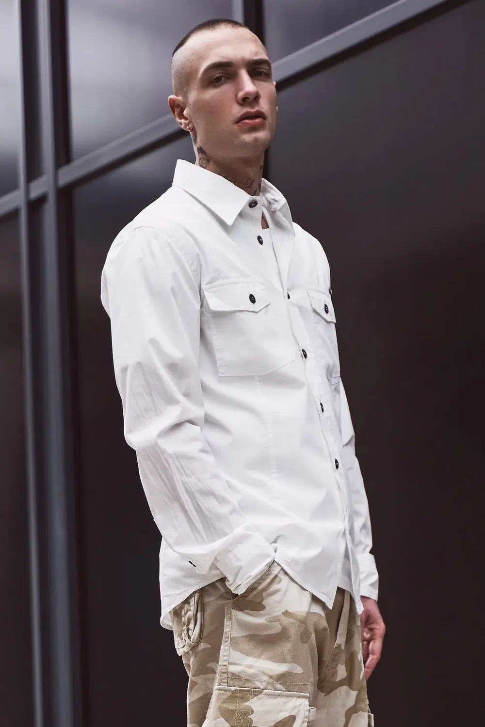 Мужская рубашка Slim Fit с длинным рукавом Brandit, White — фото 3
