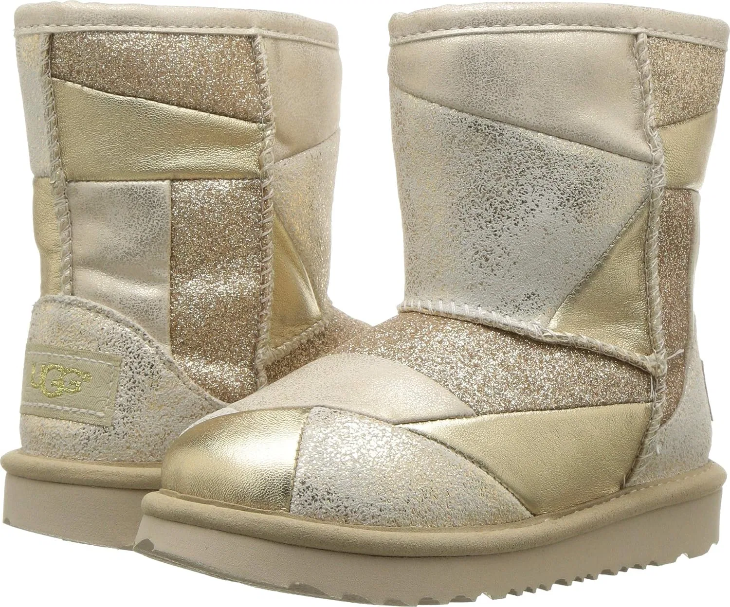 Детские сапоги с патчворк-дизайном Classic Short Ii Patchwork UGG, Gold